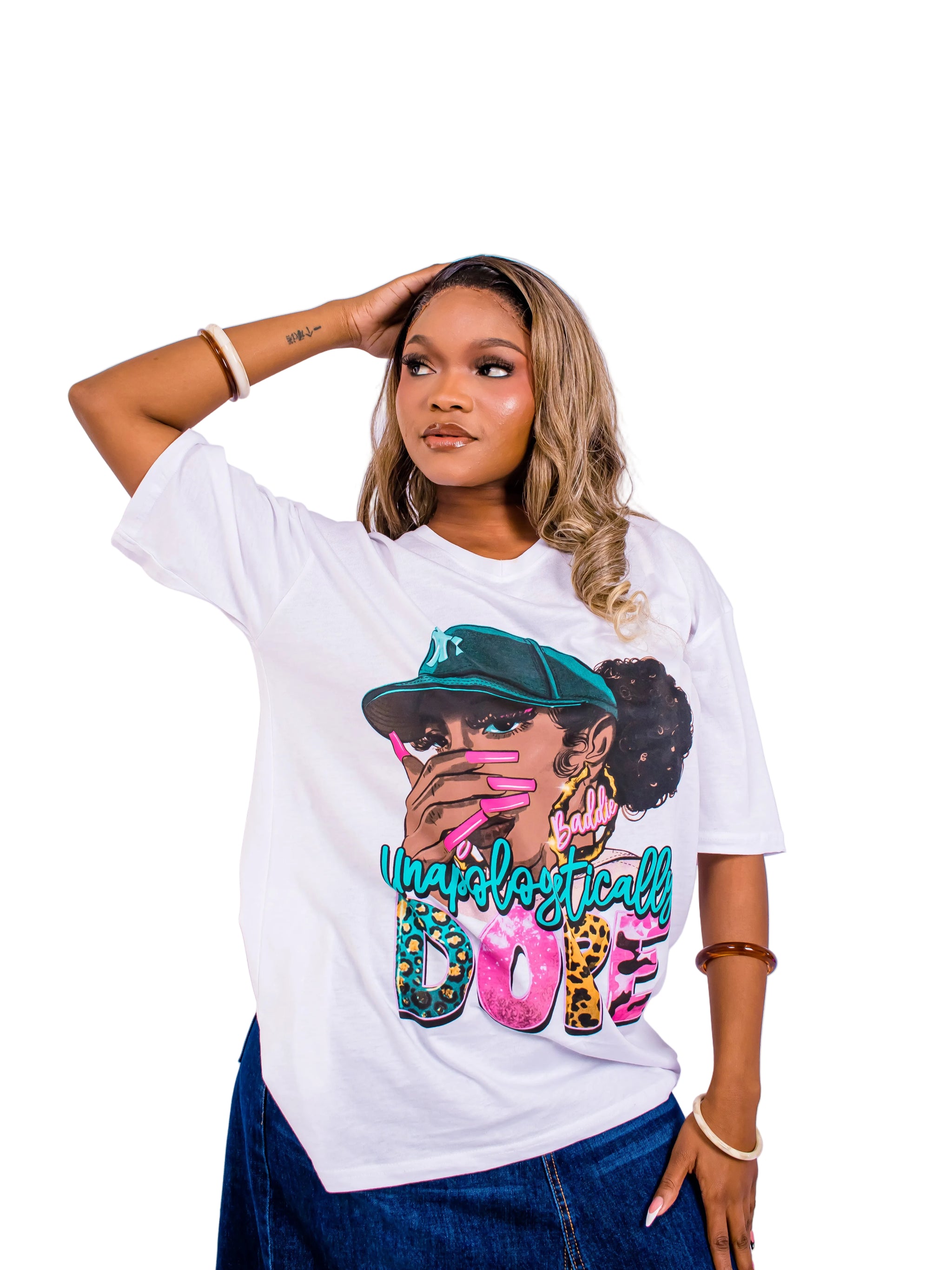'DOPE' OVERSIZED V NECK TEE